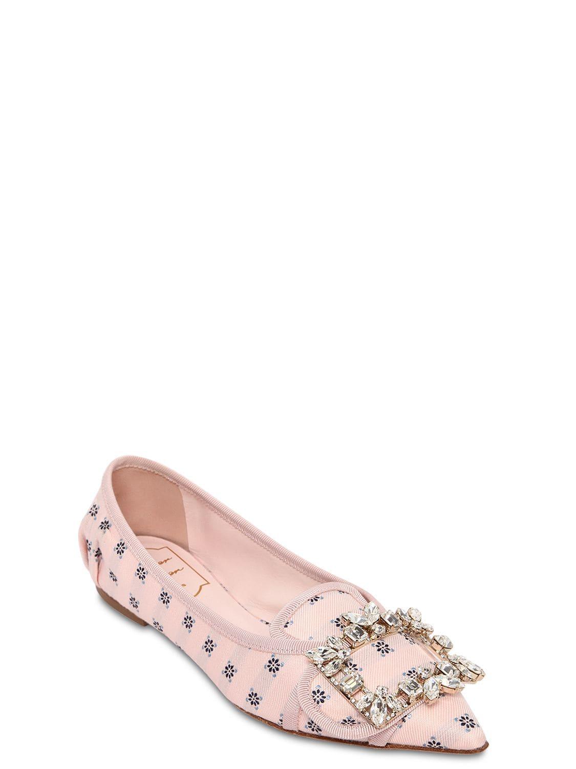 Roger Vivier Leather 10mm Buckle Printed Flats in Pink - Save 18 