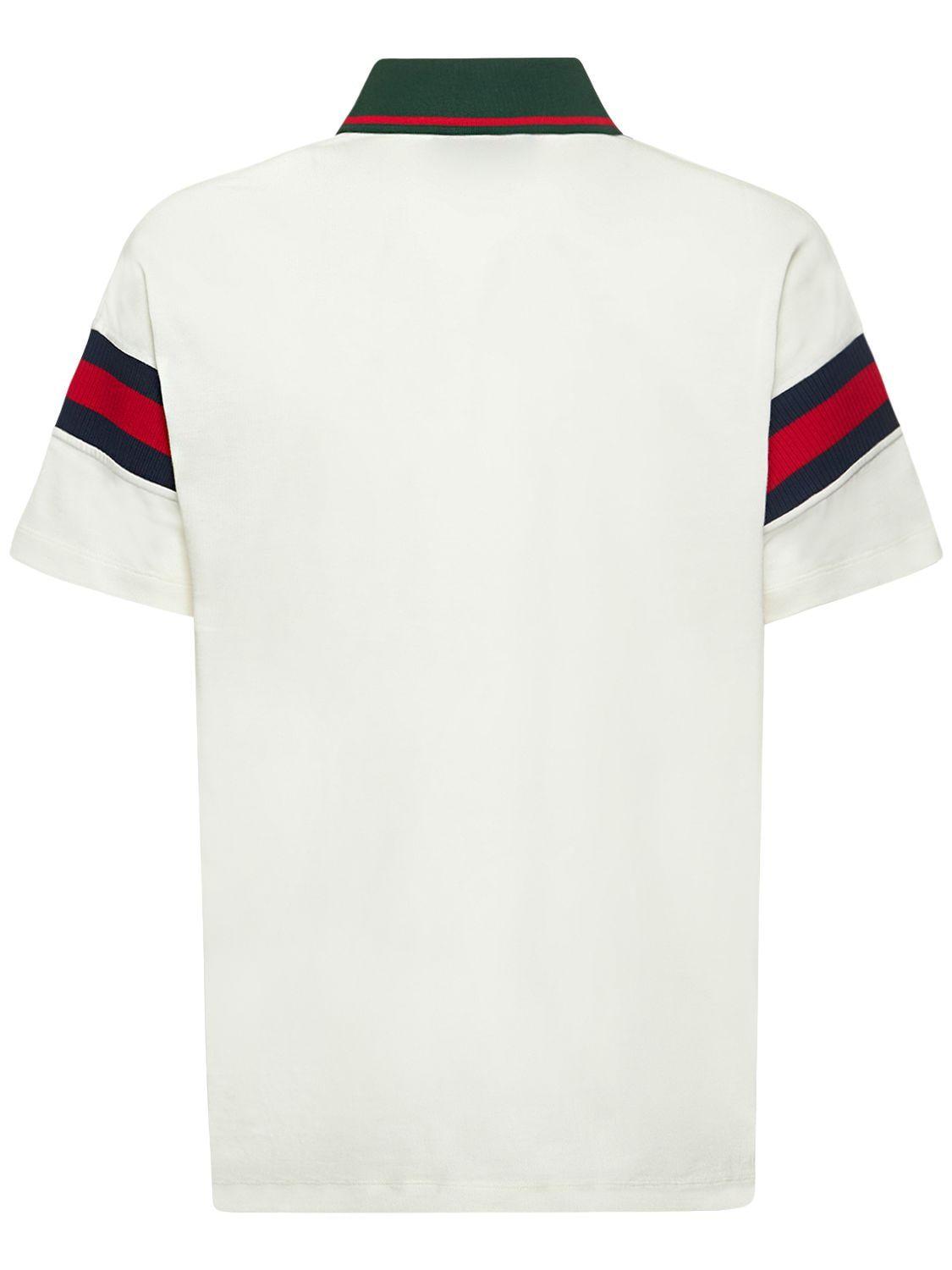 Gucci Kids Web Stripe cotton polo shirt - White
