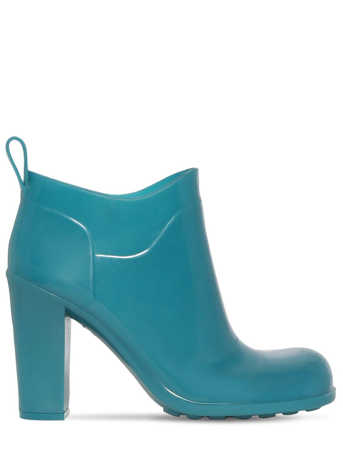 Bottega Veneta 90mm Shine Rubber Ankle Boots in Blue - Lyst