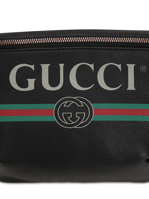 Gucci Print Belt Bag Vintage Logo Small Black in Leather with Brass - US