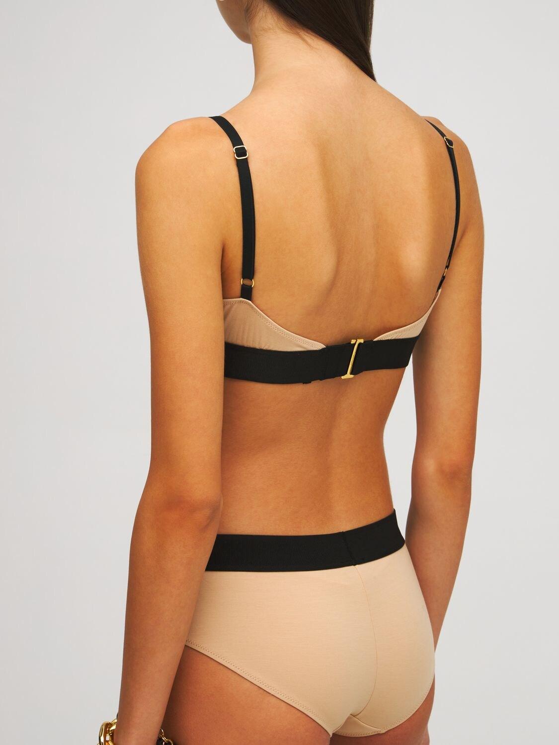 Tom Ford Logo Jersey Triangle Bra in Natural - Lyst
