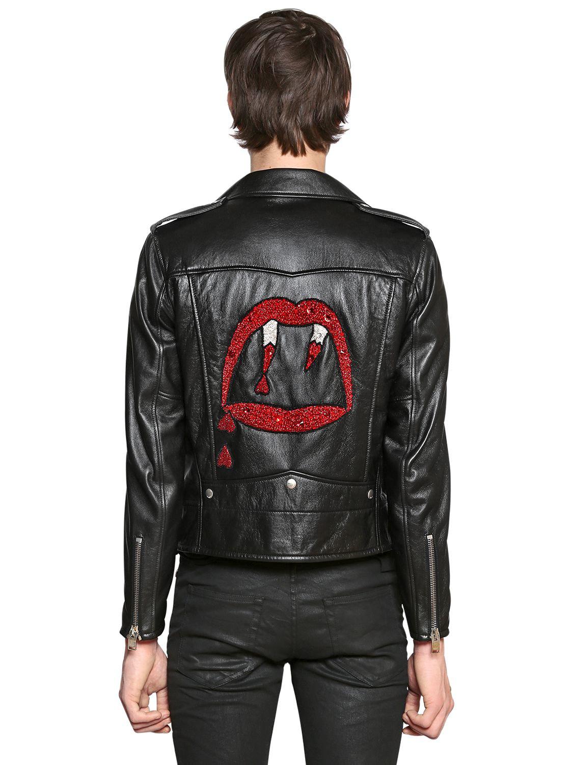 Saint Laurent Blood Luster Leather Biker Jacket in Black for Men | Lyst