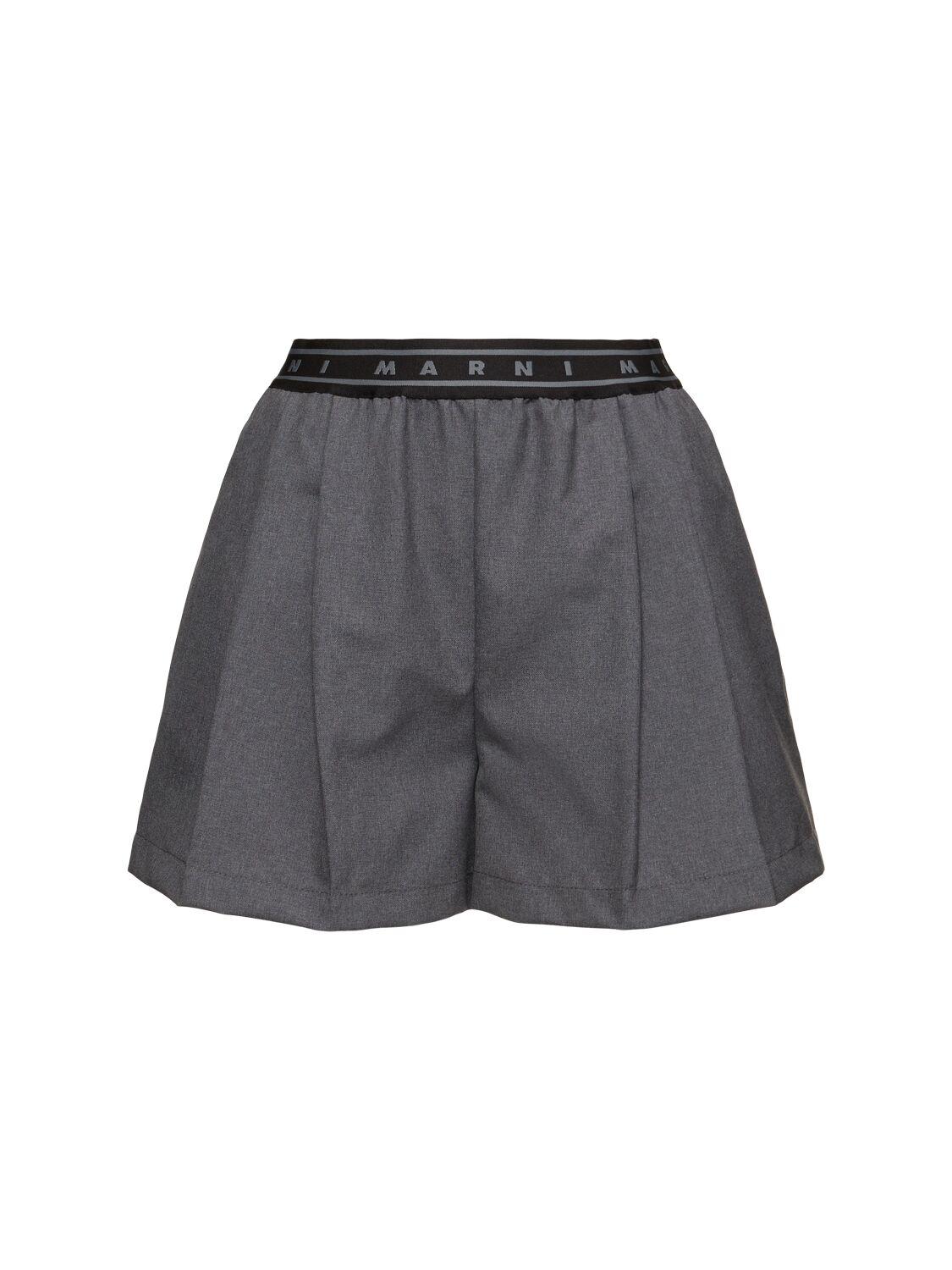 Marni レディース グレー ウールショートパンツ ハーフパンツ Marni レディース グレー ウールショートパンツ ハーフパンツ