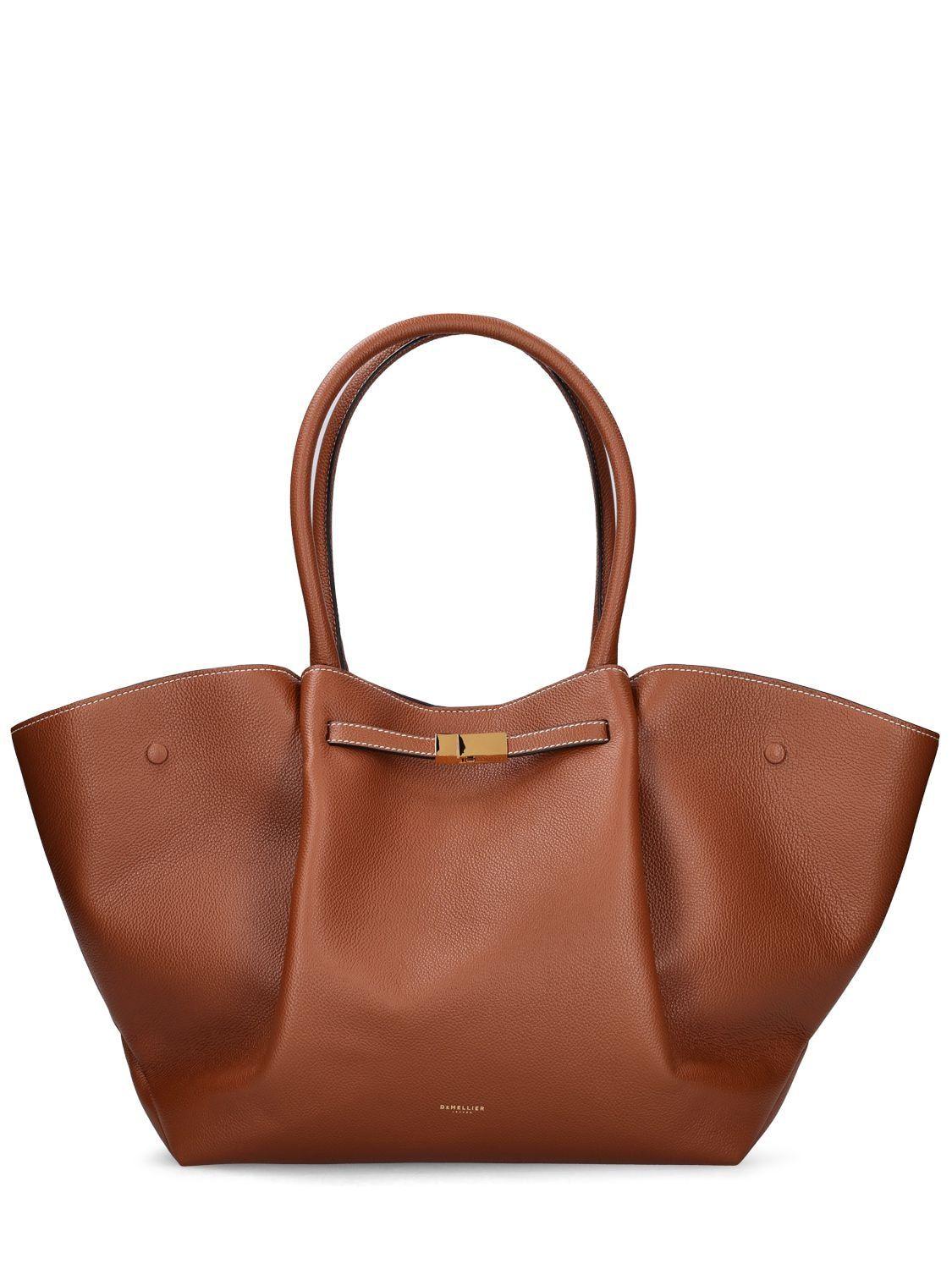 DeMellier New York Grain Leather Tote Bag in Brown Lyst