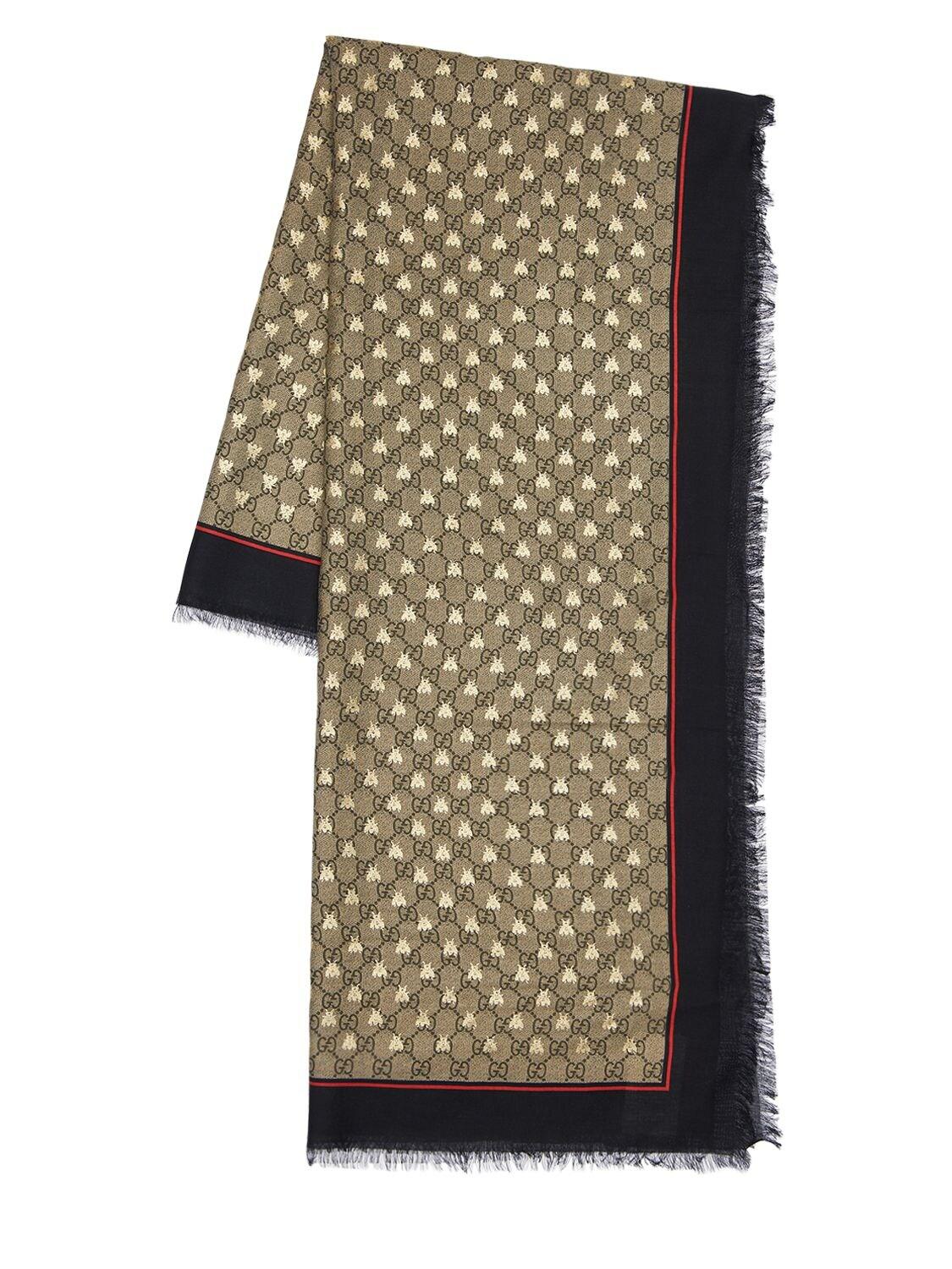 Gucci gg & Bee Print Modal & Silk Blend Scarf | Lyst