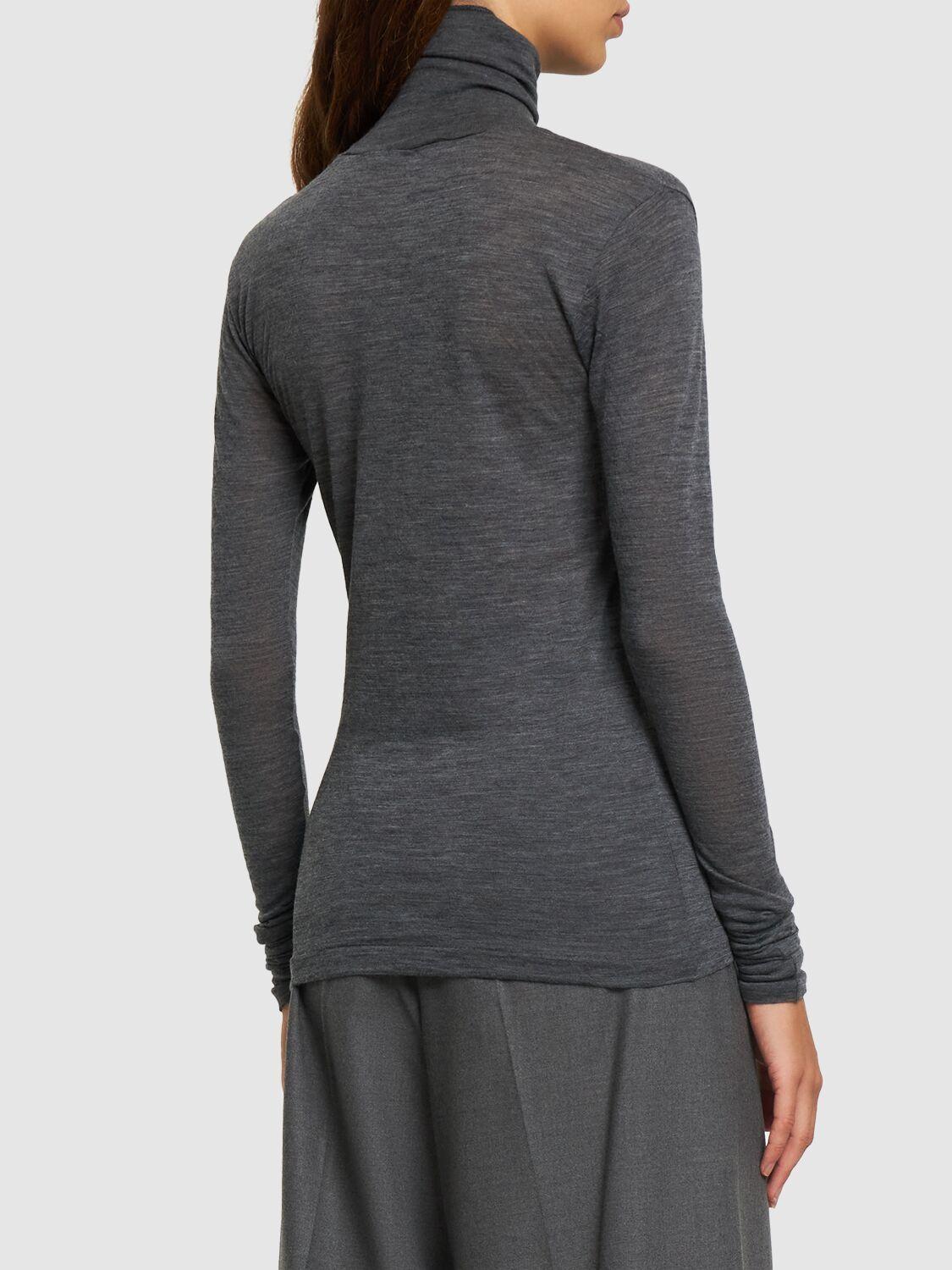 AURALEE Super Soft Sheer Wool Jersey Top in Gray | Lyst