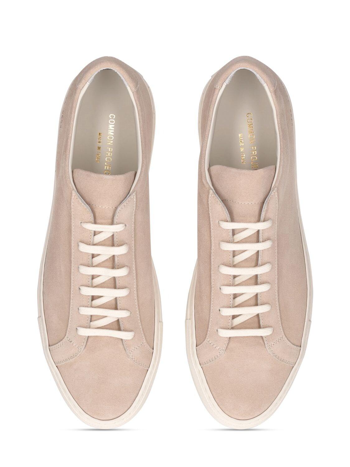 nude suede sneakers