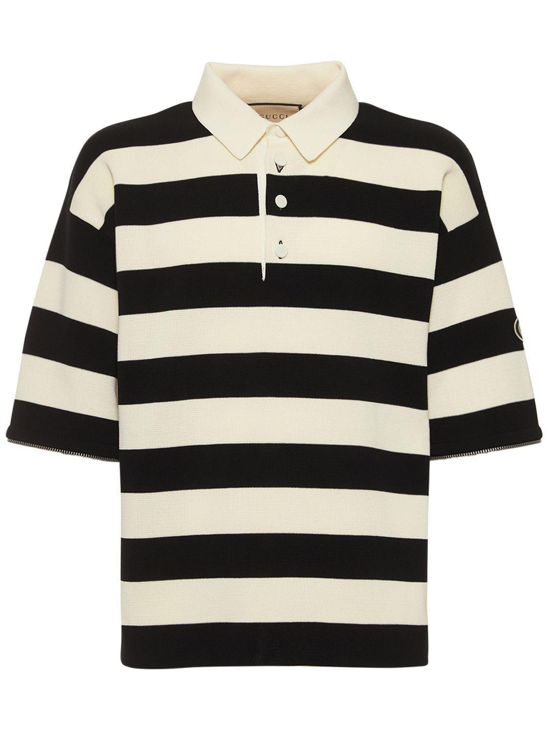 Gucci Long Sleeve Cotton Knit Polo in Black for Men | Lyst