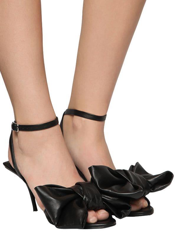 Balenciaga Bow Leather Sandal in Black | Lyst