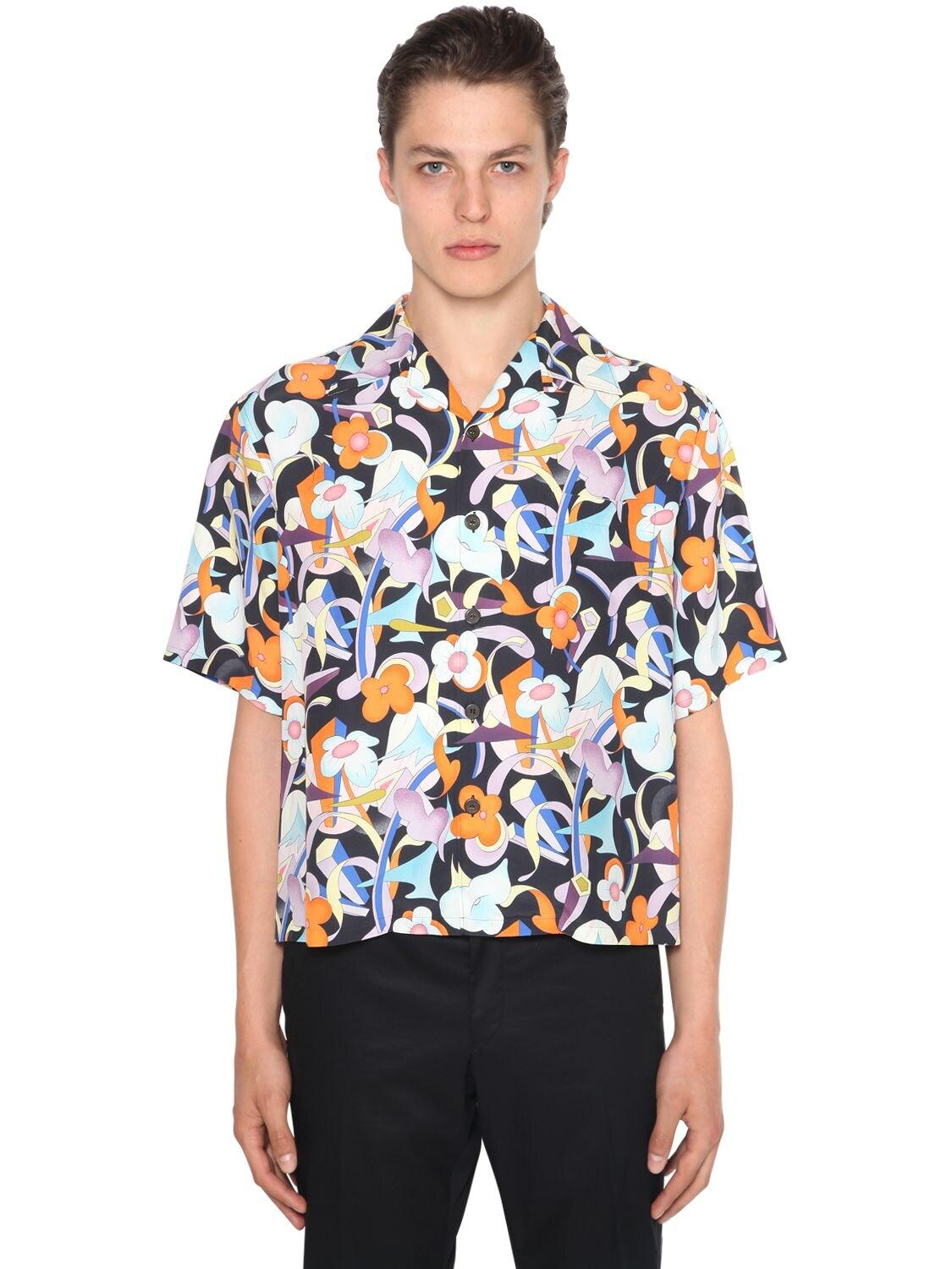 Prada Pungé Flower Printed Bowling Shirt for Men - Lyst