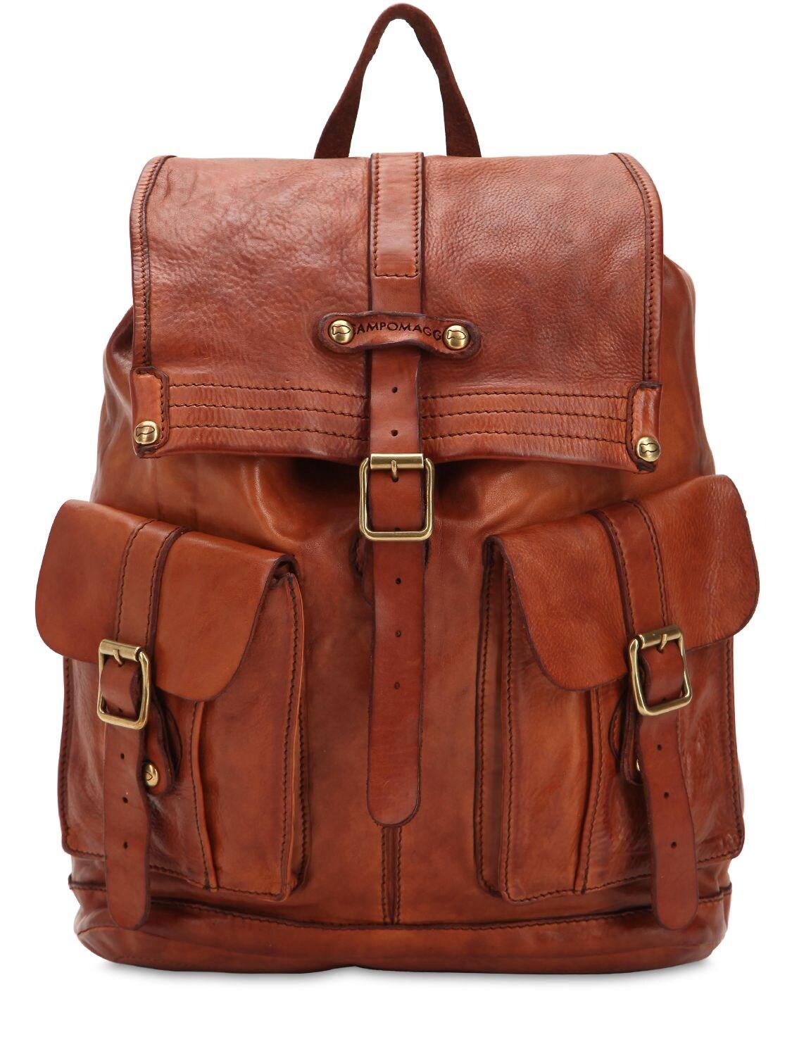 Campomaggi Studded Leather Backpack in Brown for Men | Lyst