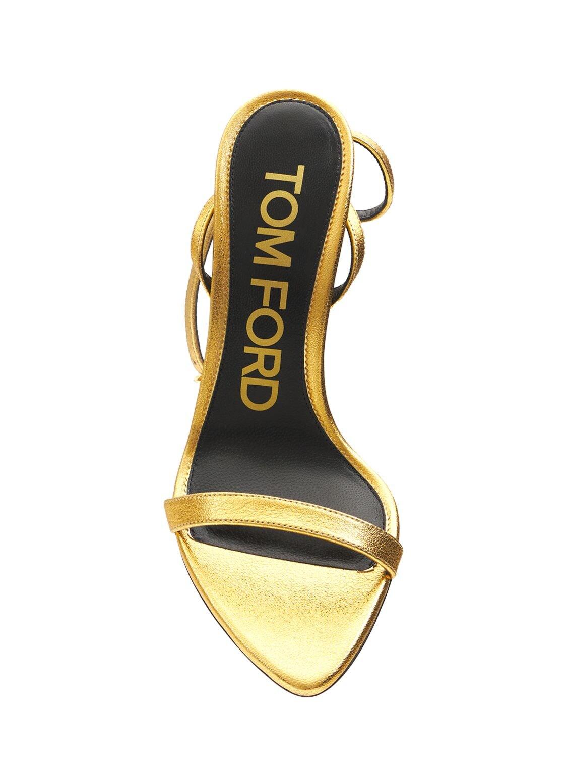 Tom Ford 85mm Padlock Metallic Leather Sandals | Lyst