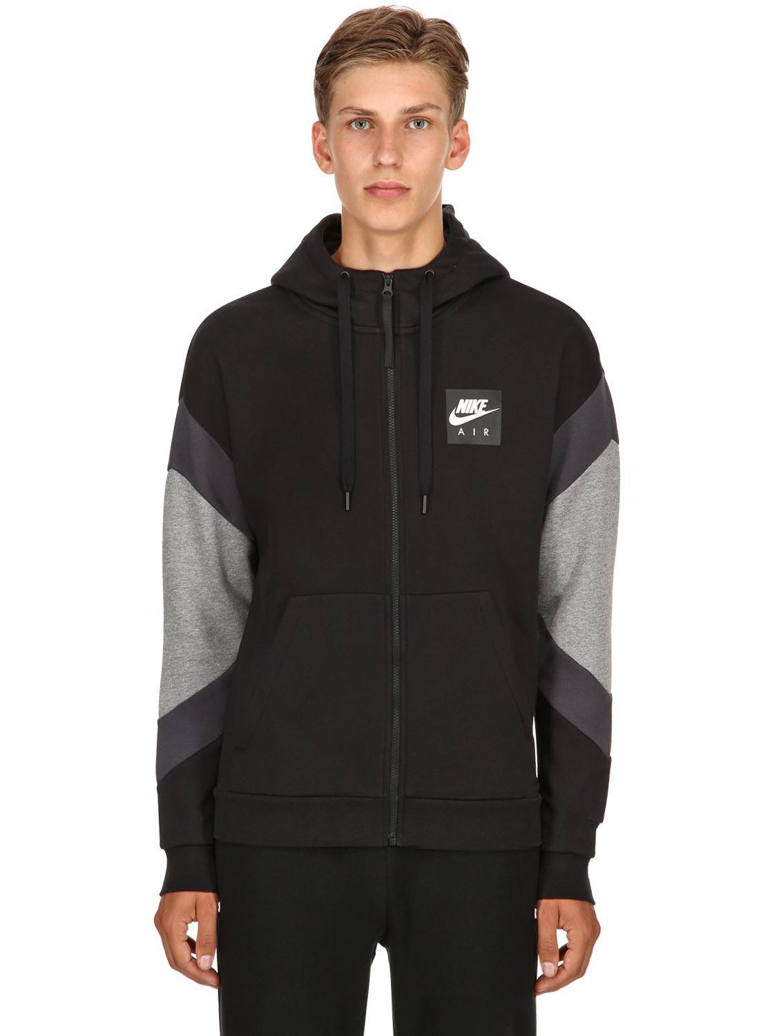 Nike Air Logo Zip-up Sweatshirt Hoodie in Black for Men | Lyst