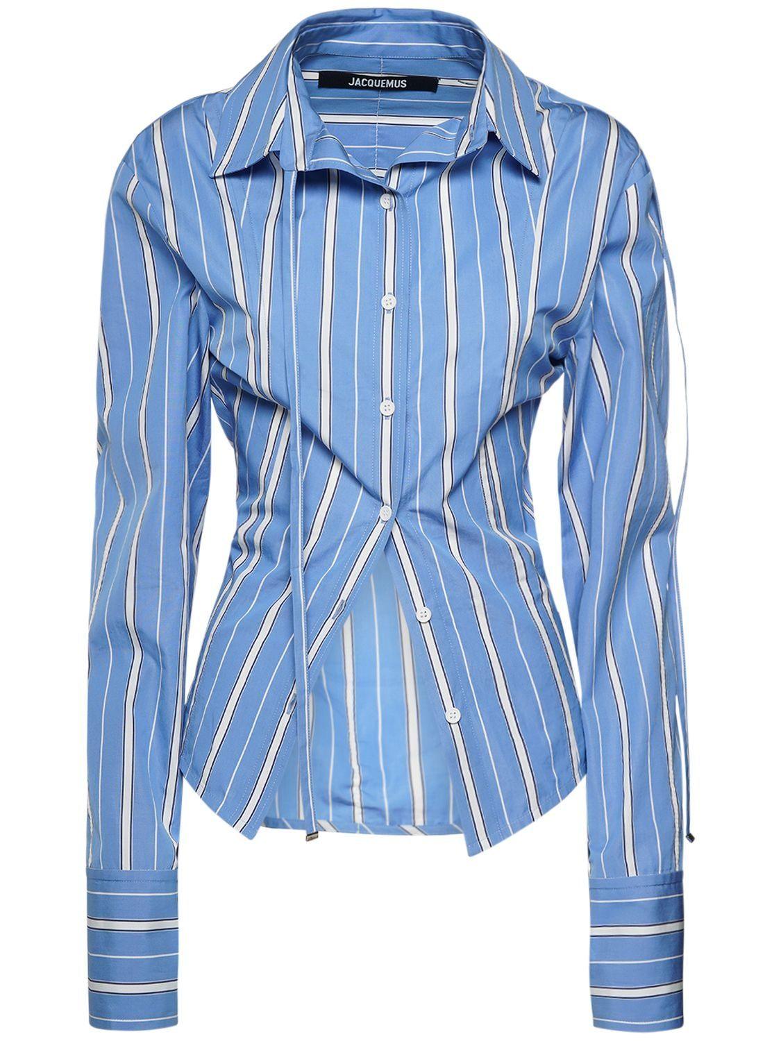 Jacquemus La Chemise Ruban Striped Cotton Shirt in Blue | Lyst