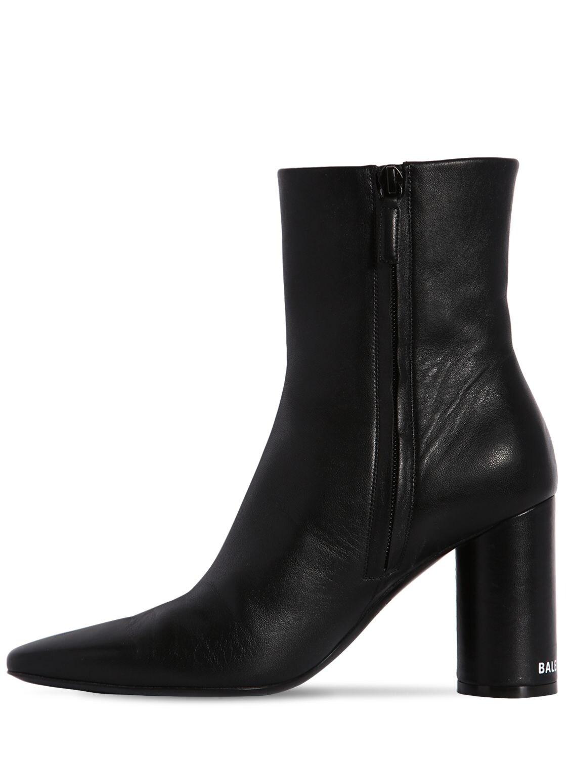 Balenciaga 90mm Oval Leather Ankle Boots in Black/White (Black) | Lyst