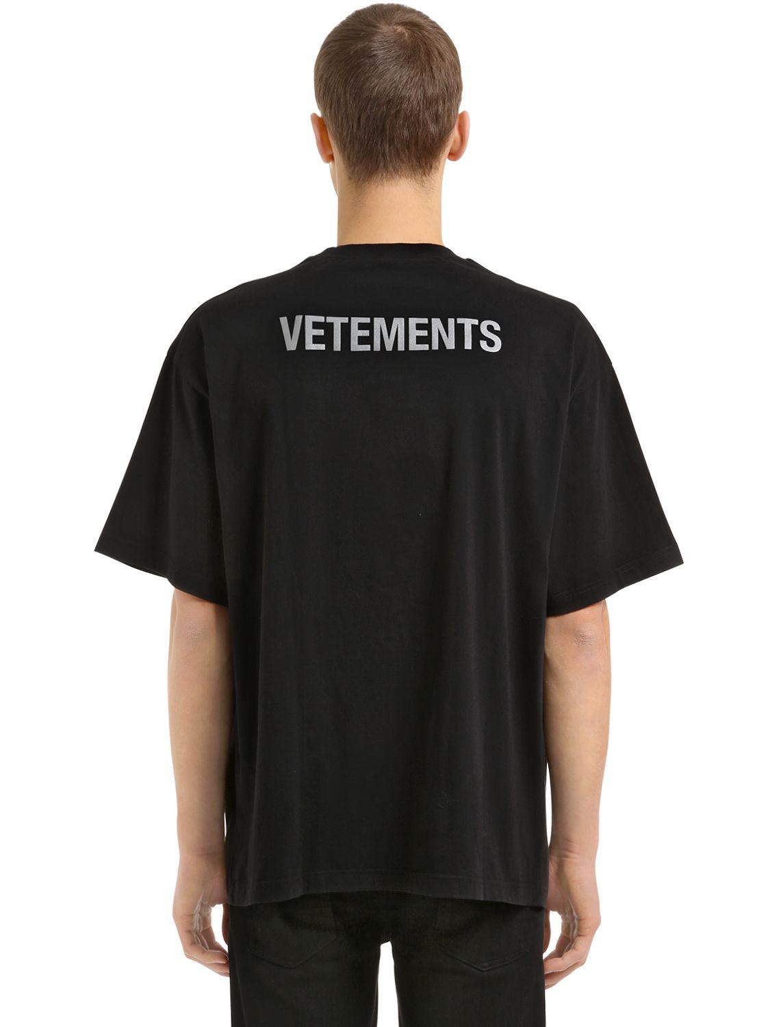 Vetements T-shirt Oversize In Jersey Di Cotone in Black for Men | Lyst