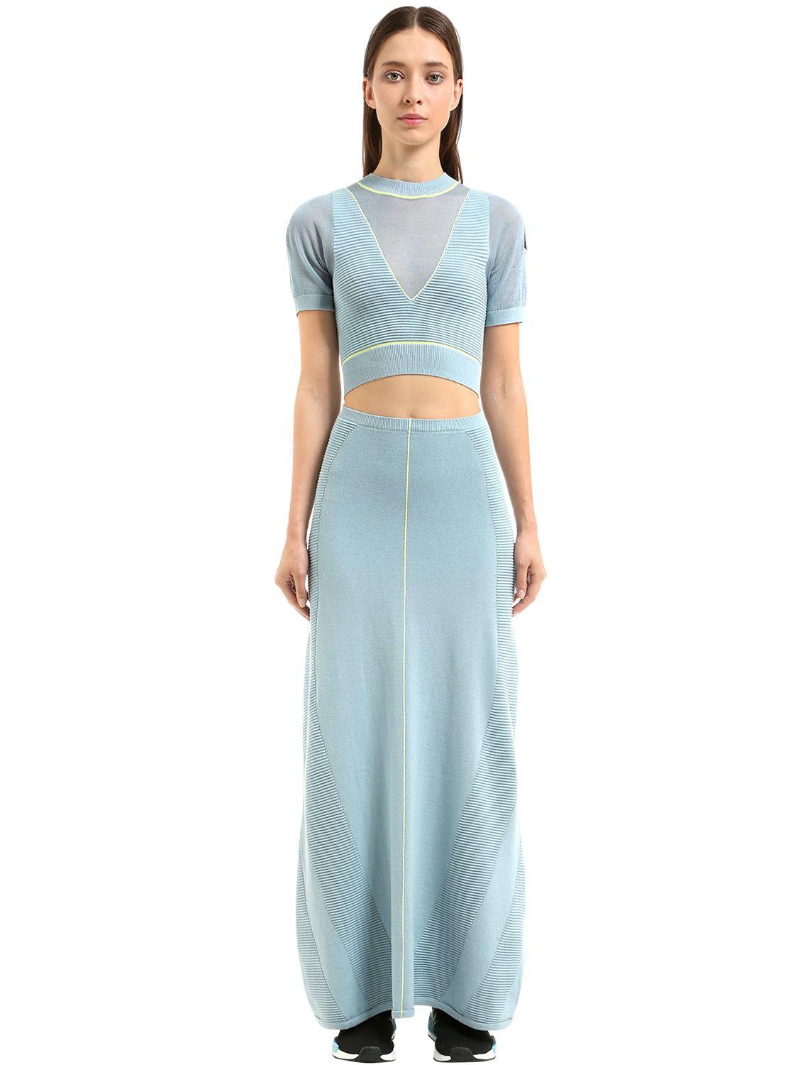 adidas Originals Eqt Cutout Cotton Knit Dress in Light Blue (Blue) - Lyst