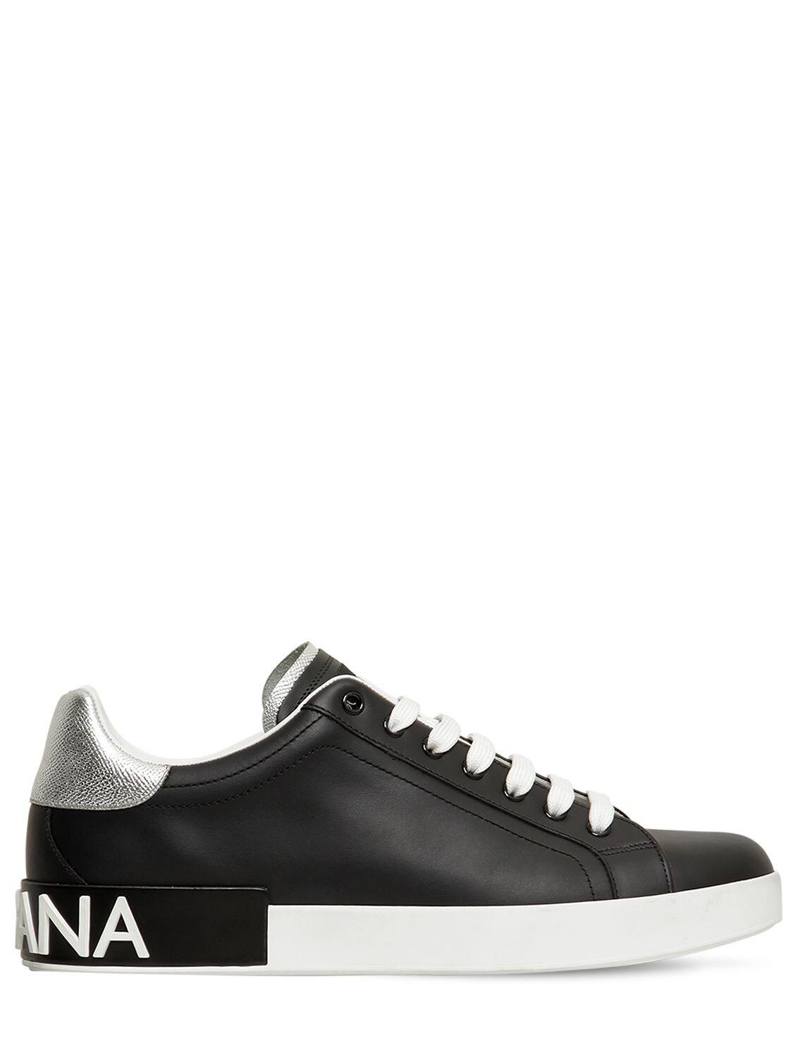 Dolce & Gabbana Portofino Leather Sneakers in Nero (Black) for Men ...