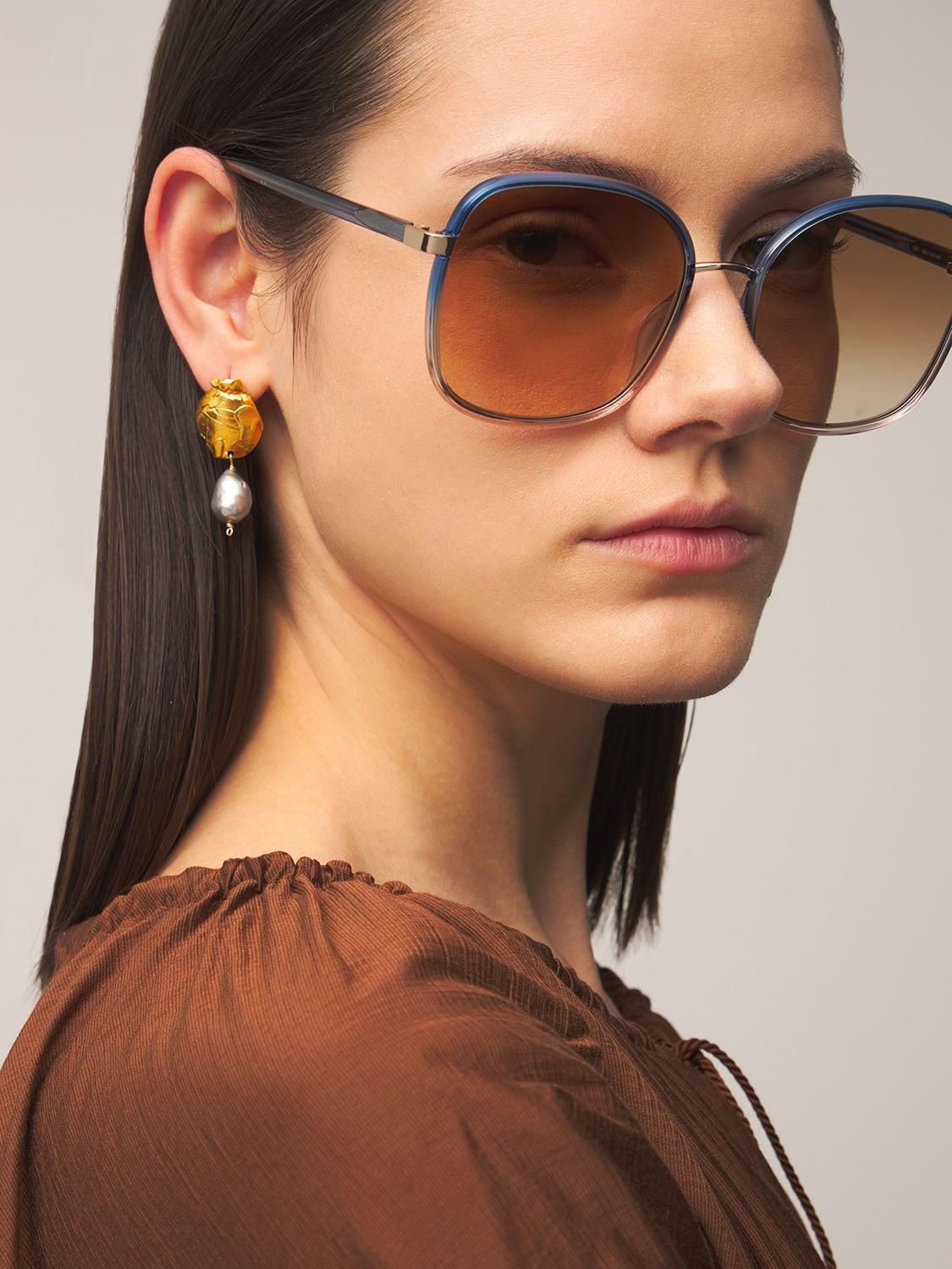 Chloé Franky Oversize Squared Sunglasses in Brown | Lyst