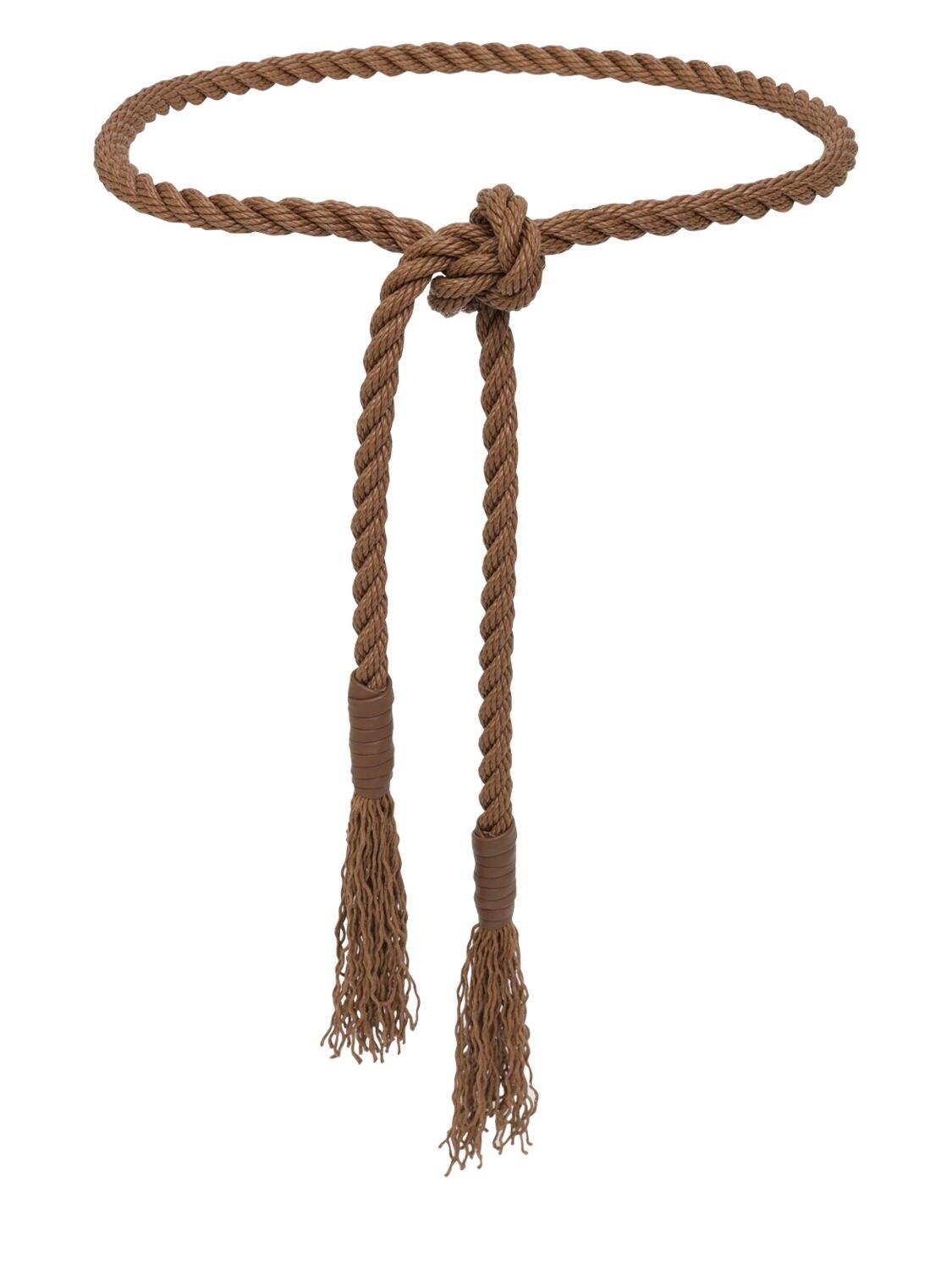 Max Mara High Waist Cotton Rope Belt in Brown