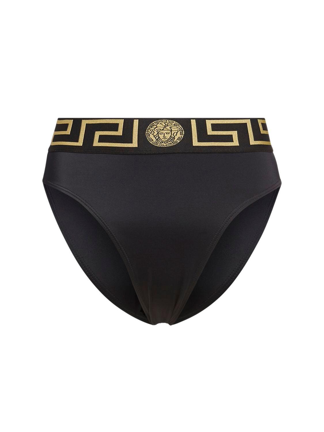 Versace Triangle Bikini Bottoms W/ Greek Motif in Black Lyst