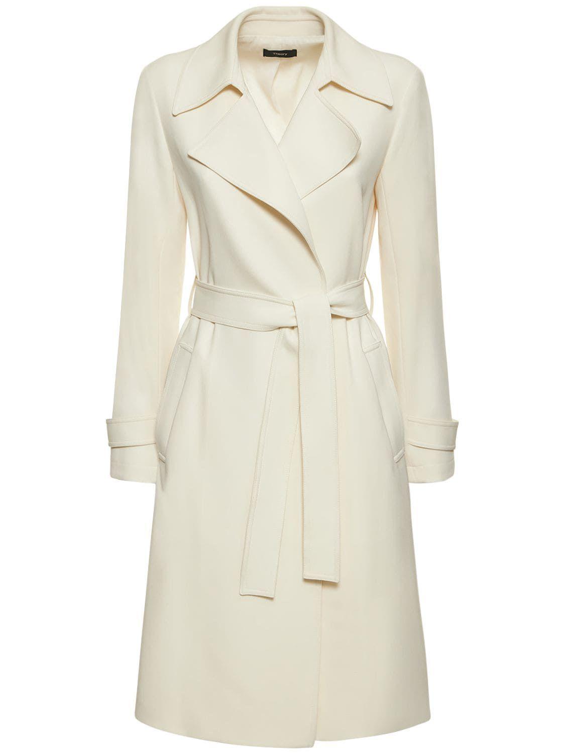 theory wool blend oaklane double face belted coat