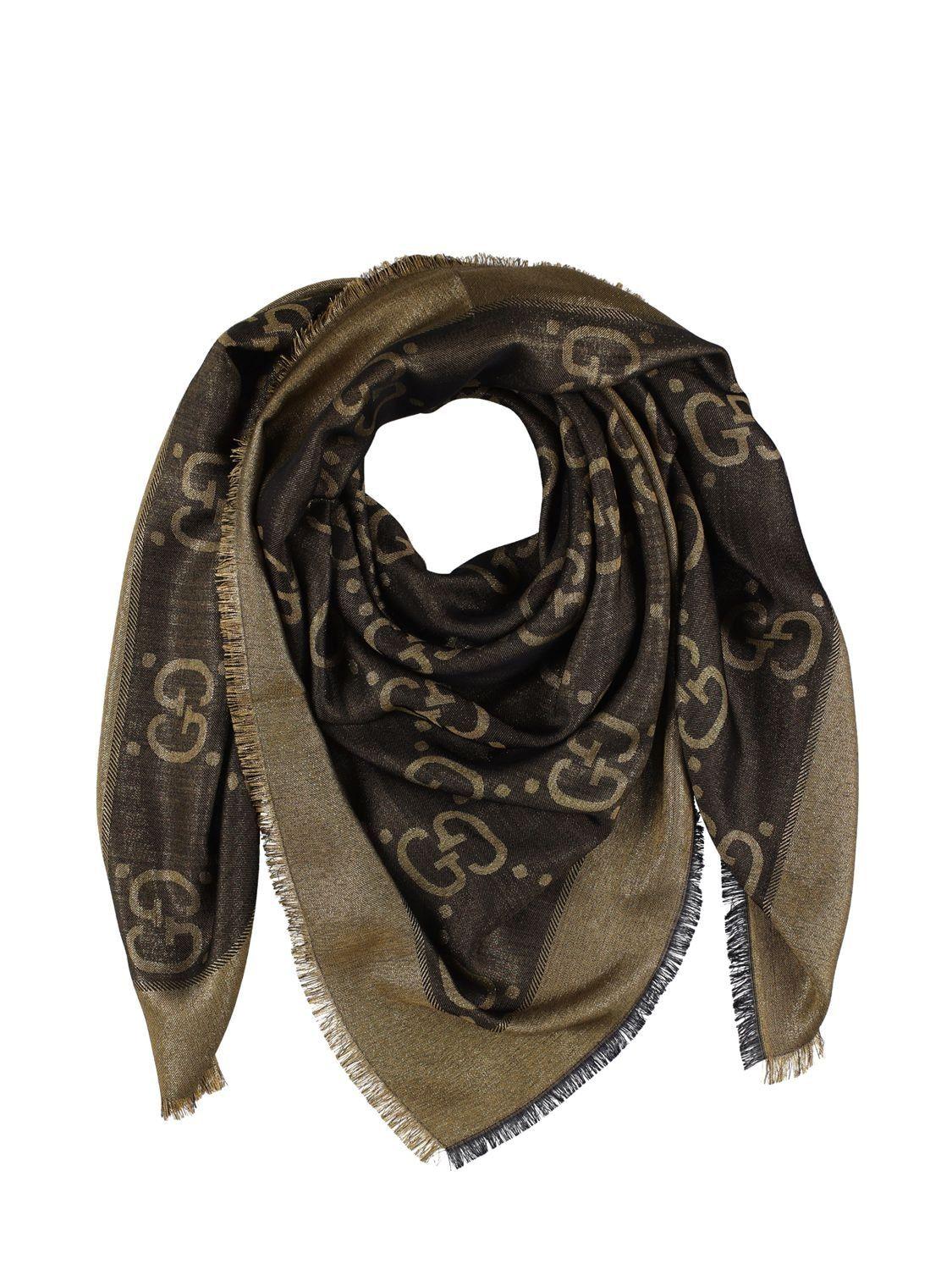 Black / Ivory GG Wool Jacquard Scarf