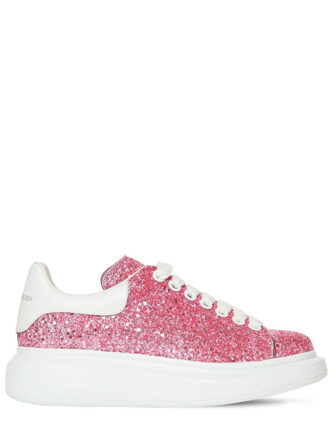 Alexander McQueen 45mm Glittered Leather Sneakers in Pink - Lyst