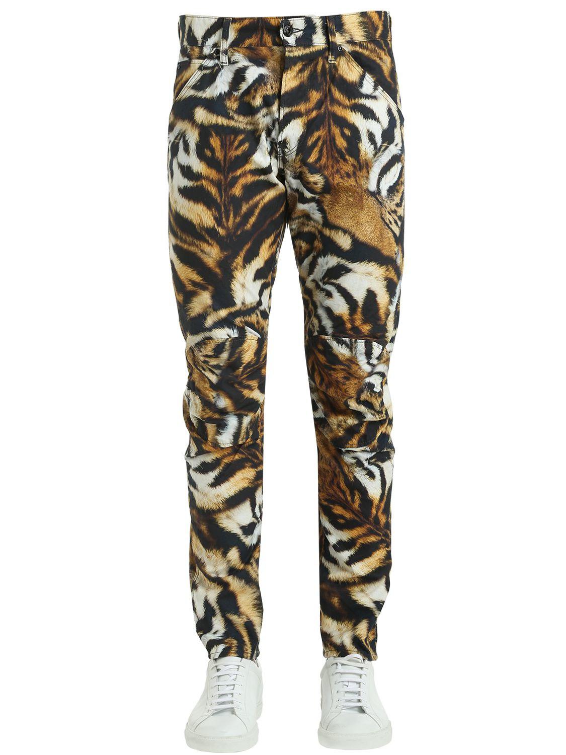 G-Star RAW Elwood Tiger Print Denim Jeans for Men | Lyst