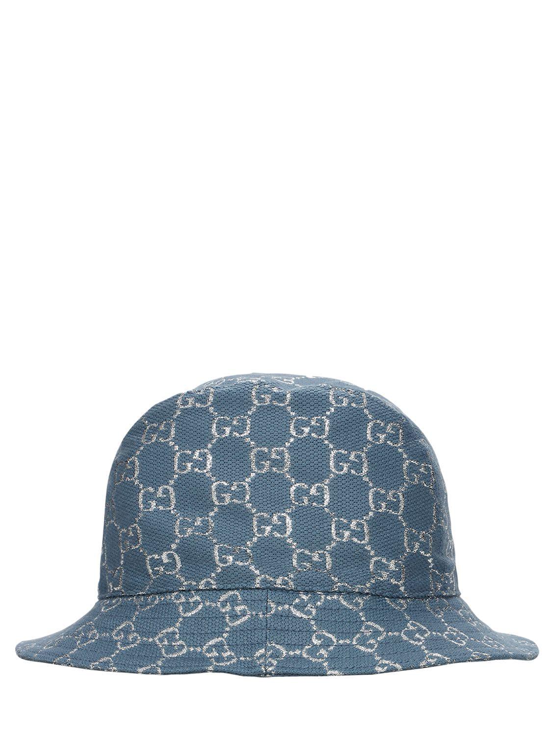 Gucci GG Lamé Bucket Hat in Blue | Lyst