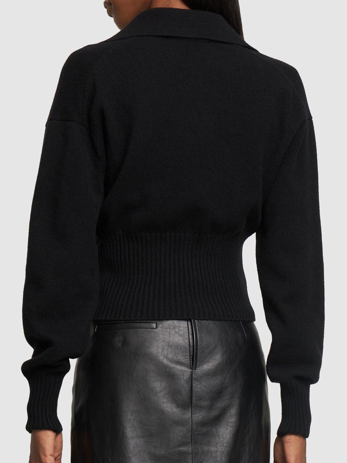 Jeanne Cashmere Knit Crop Polo Sweater