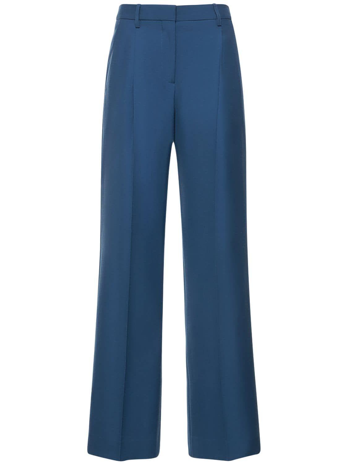 Burberry Anny Wool Twill Straight Pants in Blue | Lyst