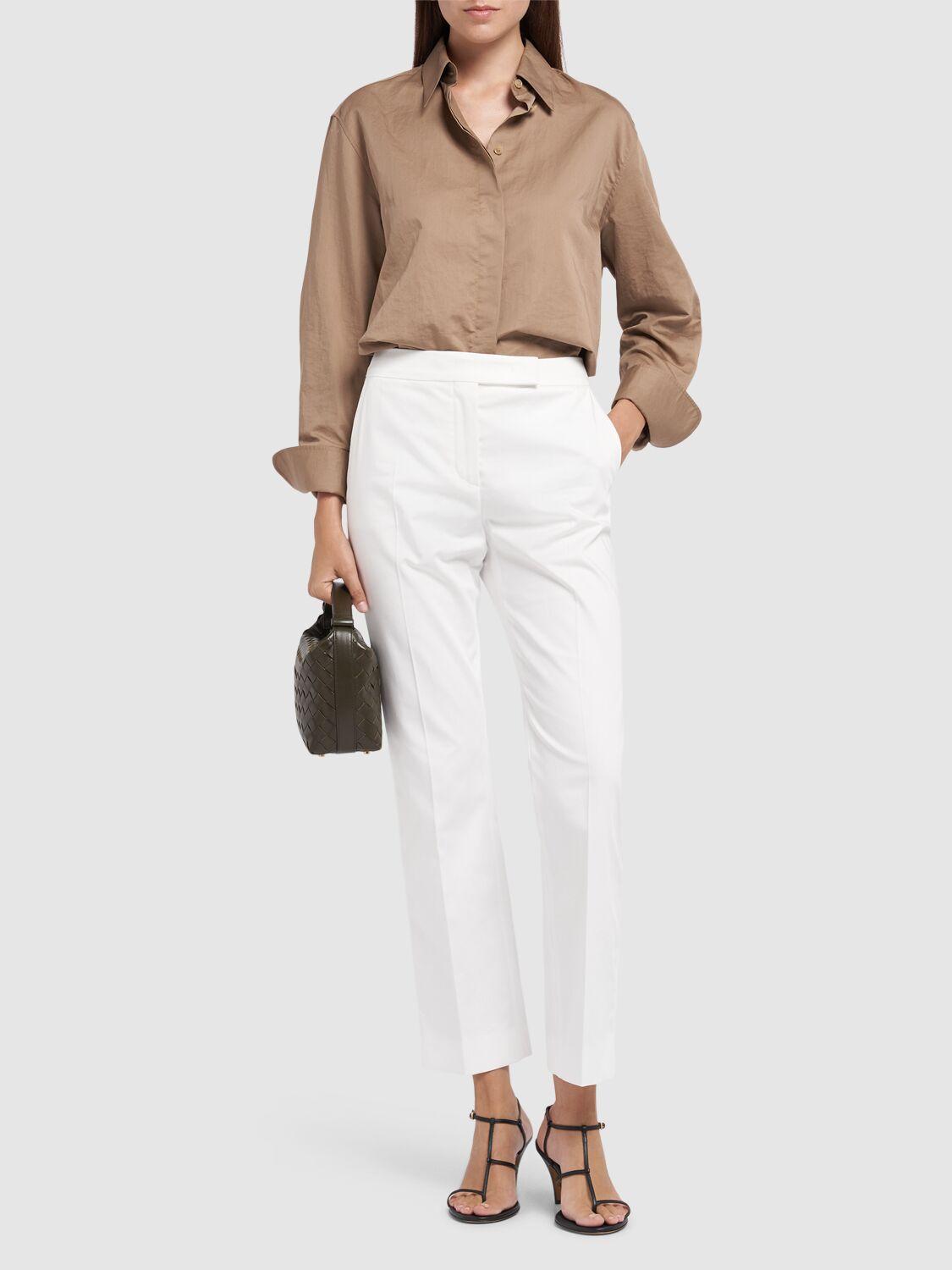 【関税＆送料込み】Max Mara Okra Cotton Satin Trousers Cotton satin trousers, black | 