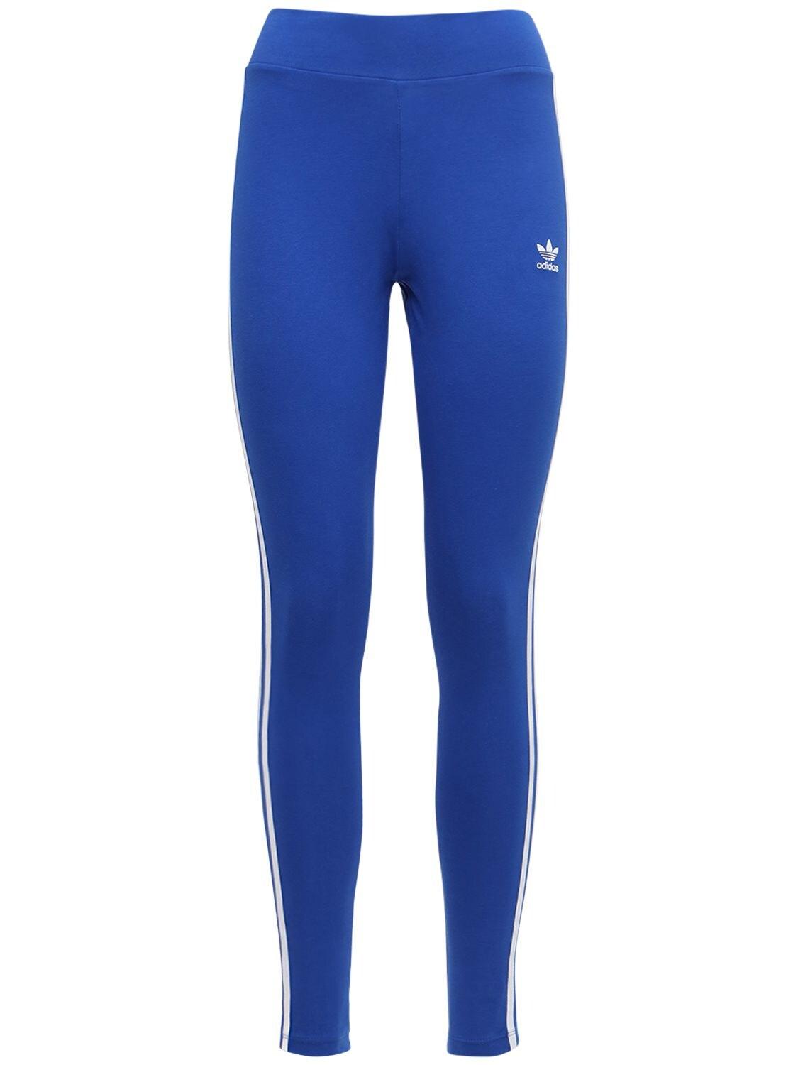 3 leggings in Lyst Blue Cotton Originals Tight Stripes | adidas