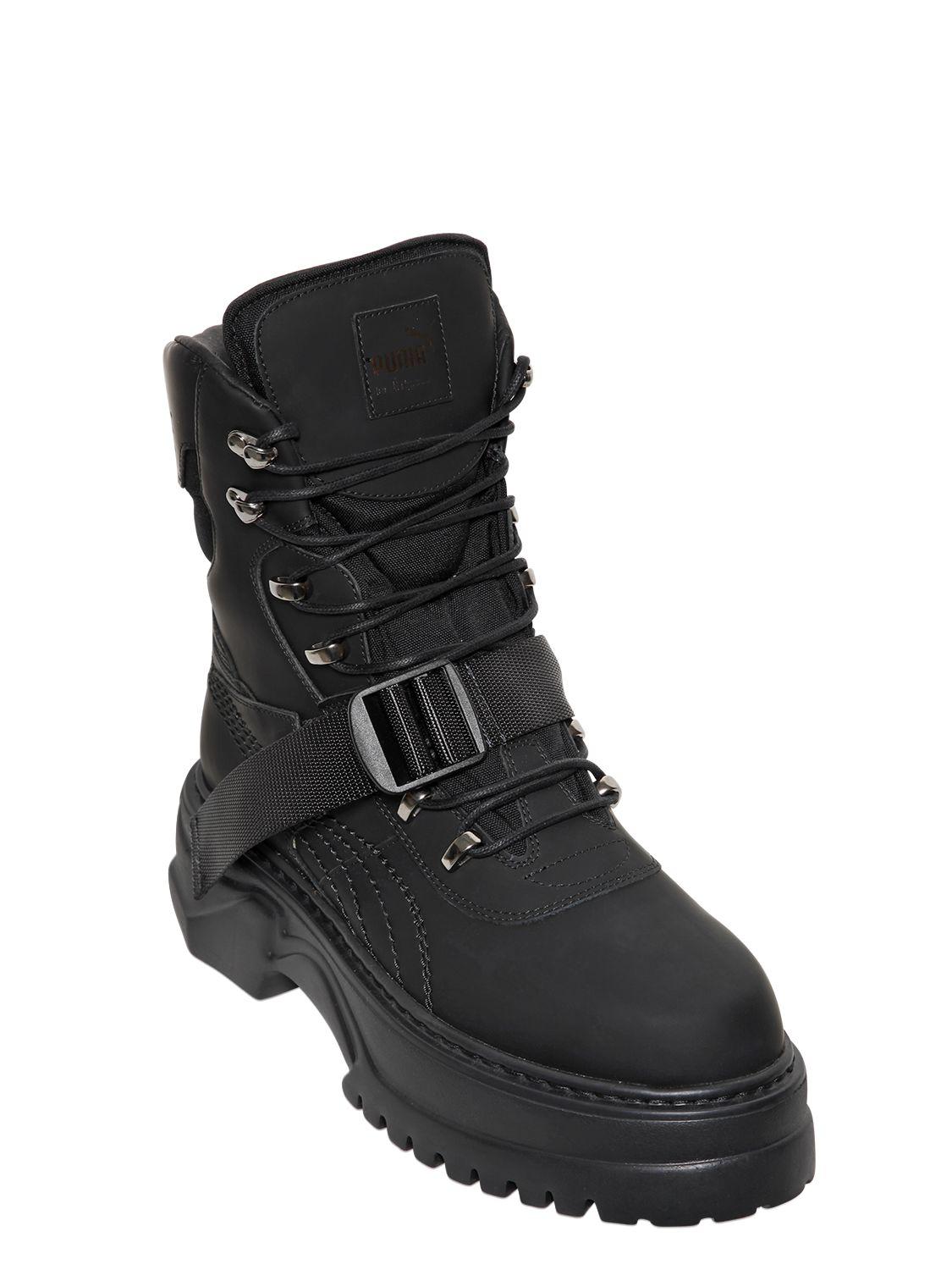 PUMA Winter Leather Boots in Black - Lyst