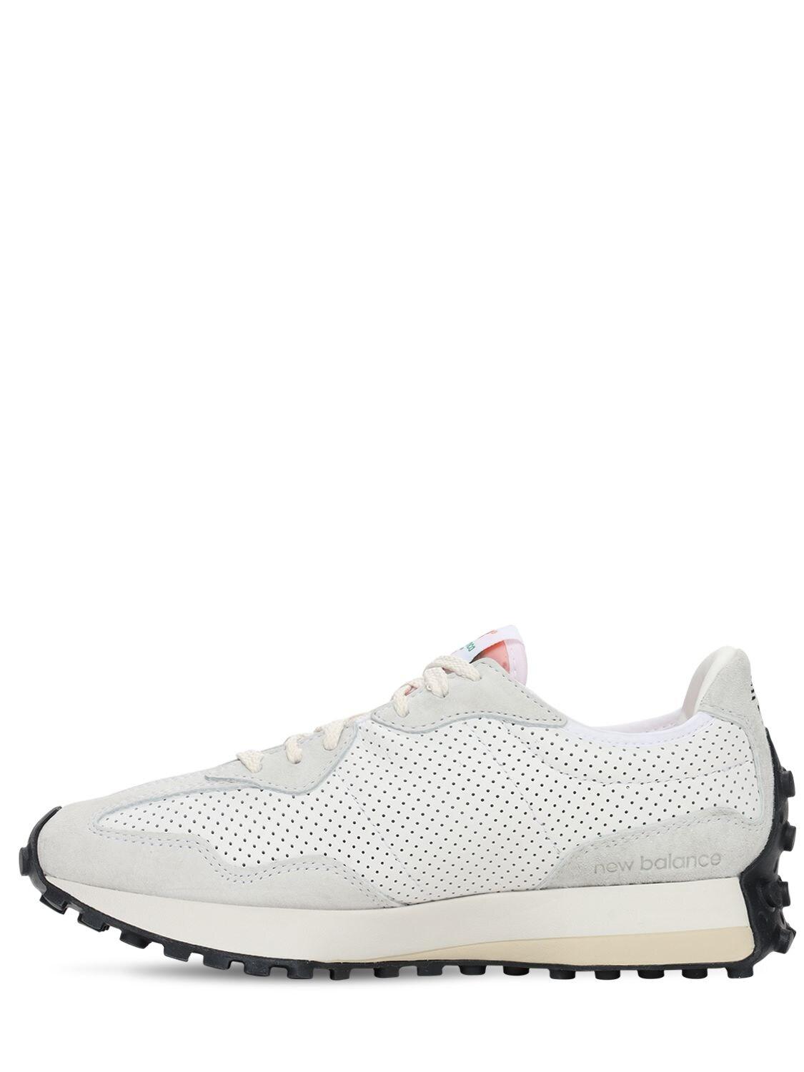 New Balance Leather 327 Casablanca Sneakers in White/Black (White) - Lyst