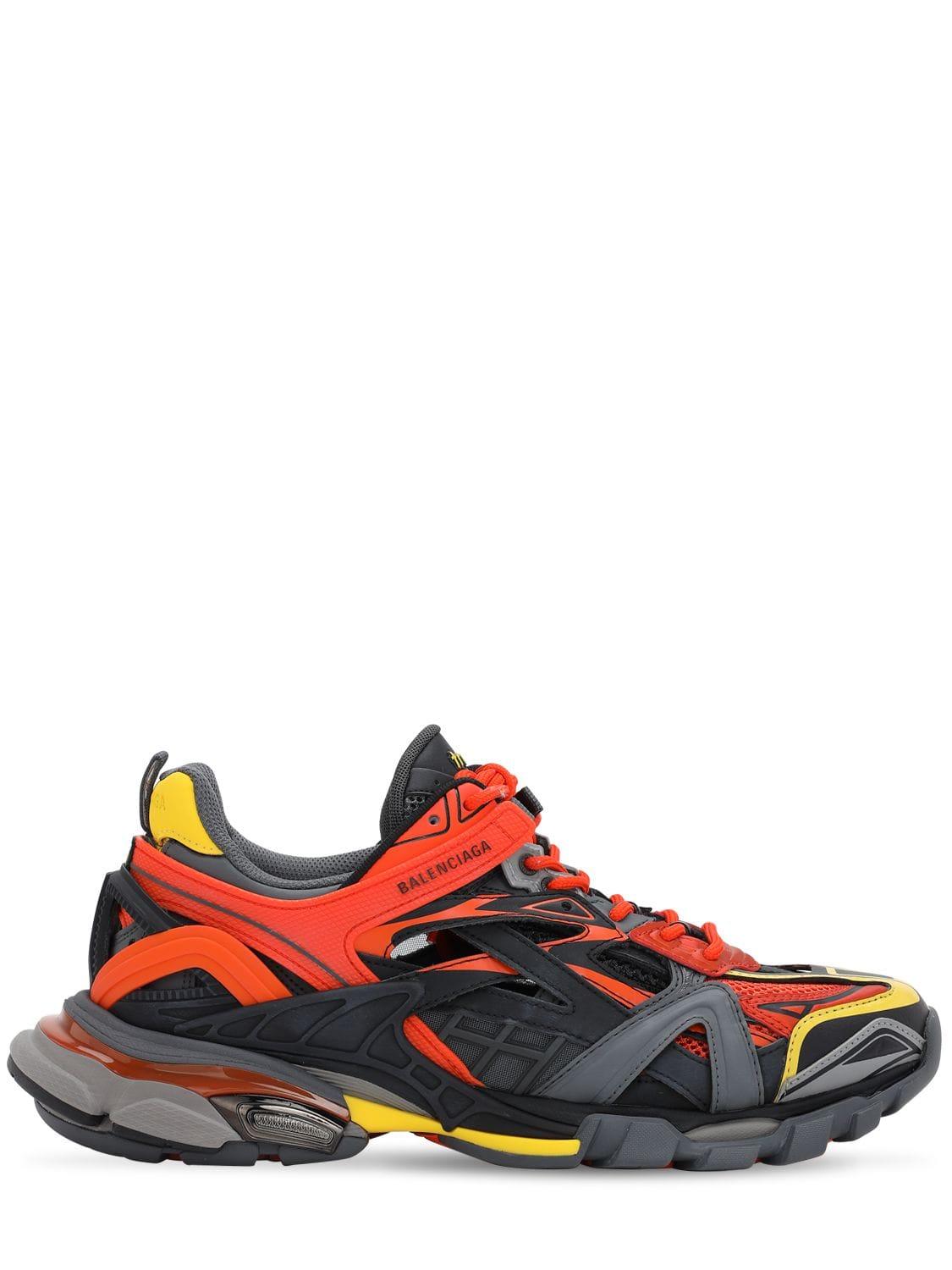 Balenciaga Track.2 Open Mesh Running Sneakers in Orange/Yellow (Red ...