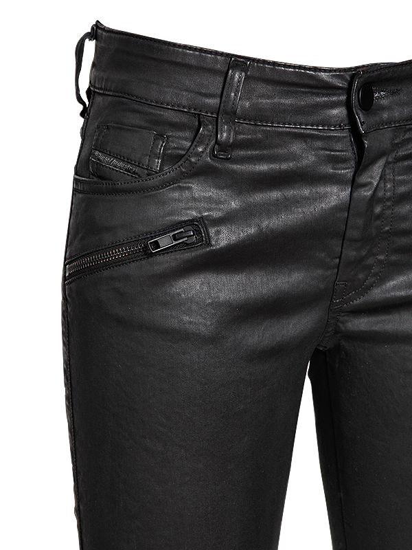 DIESEL Slandy Coated Stretch Denim Jeans in Black - Lyst