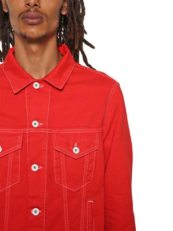 Cheap red denim jacket clearance
