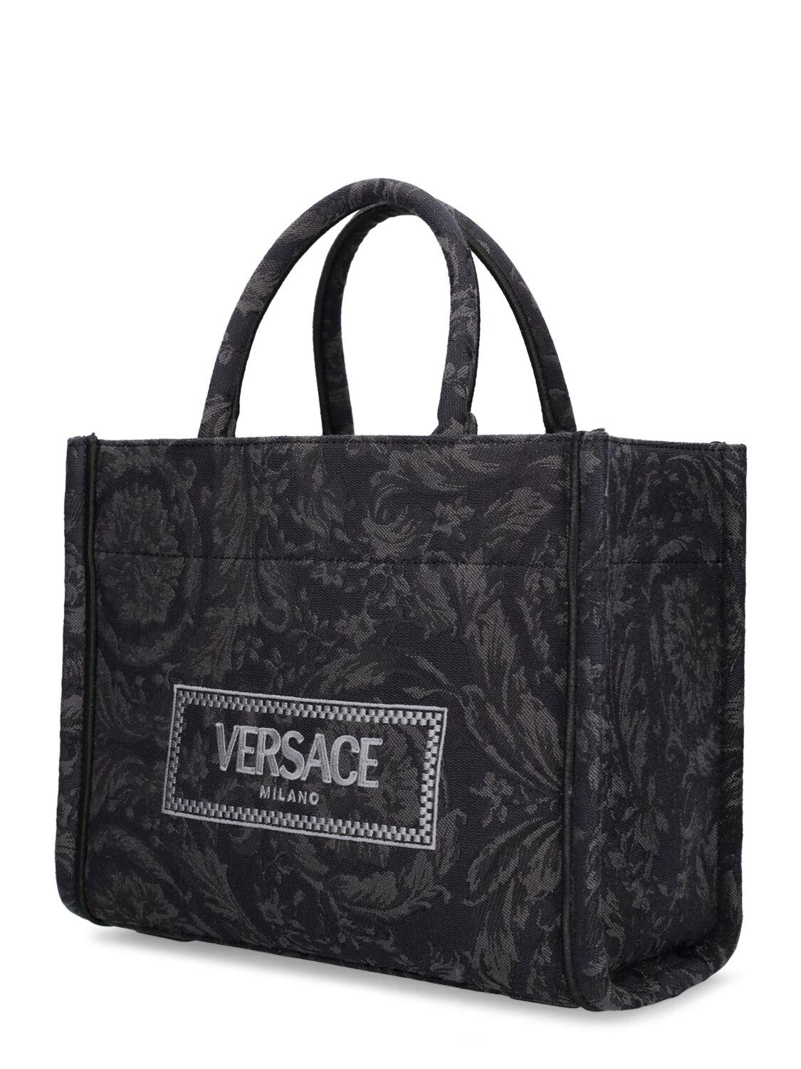 Versace black tote best sale bag