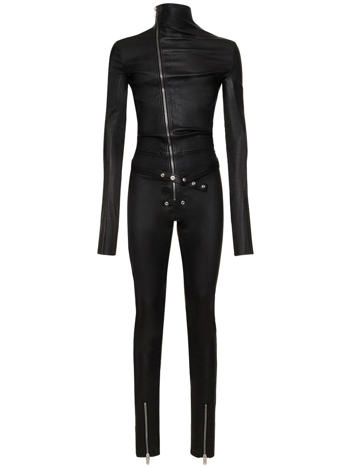Rick Owens Tight Gary Leather Flight Suit in Black for Men | Lyst UK