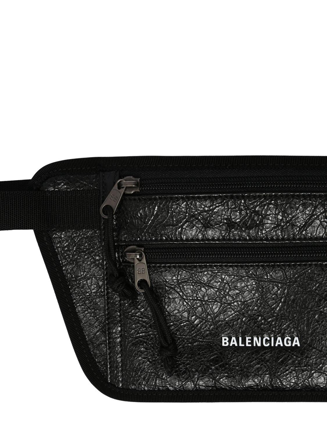 Balenciaga Flat Leather Belt Bag in Black for Men - Lyst