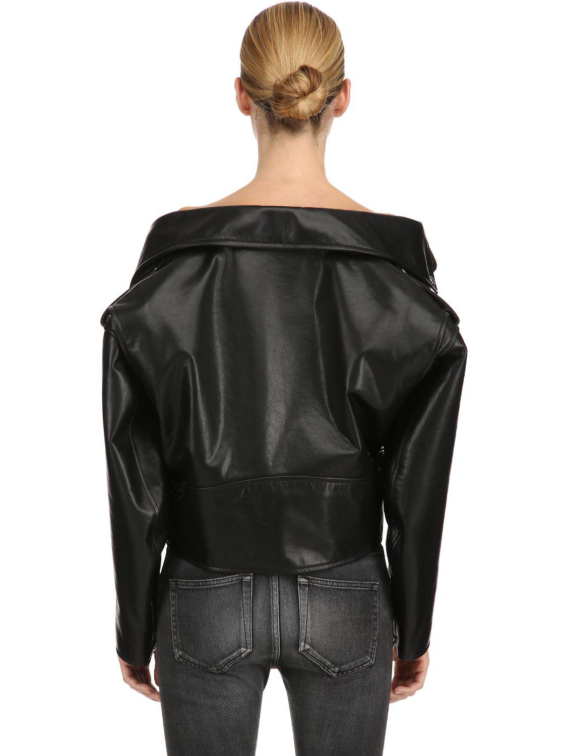 Balenciaga Swing Biker Leather Jacket in Black - Lyst