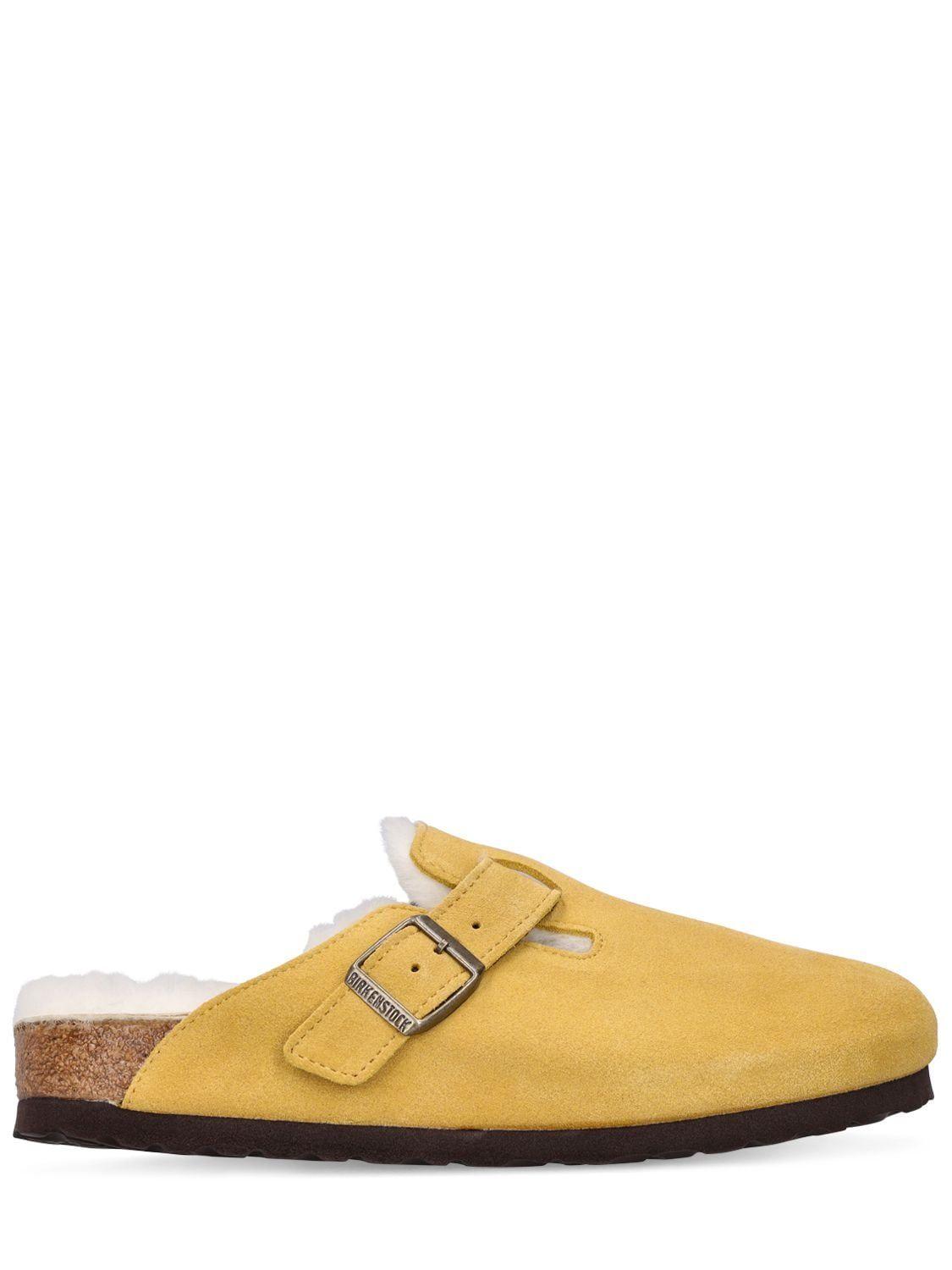 Birkenstock Boston Mules in Yellow Lyst
