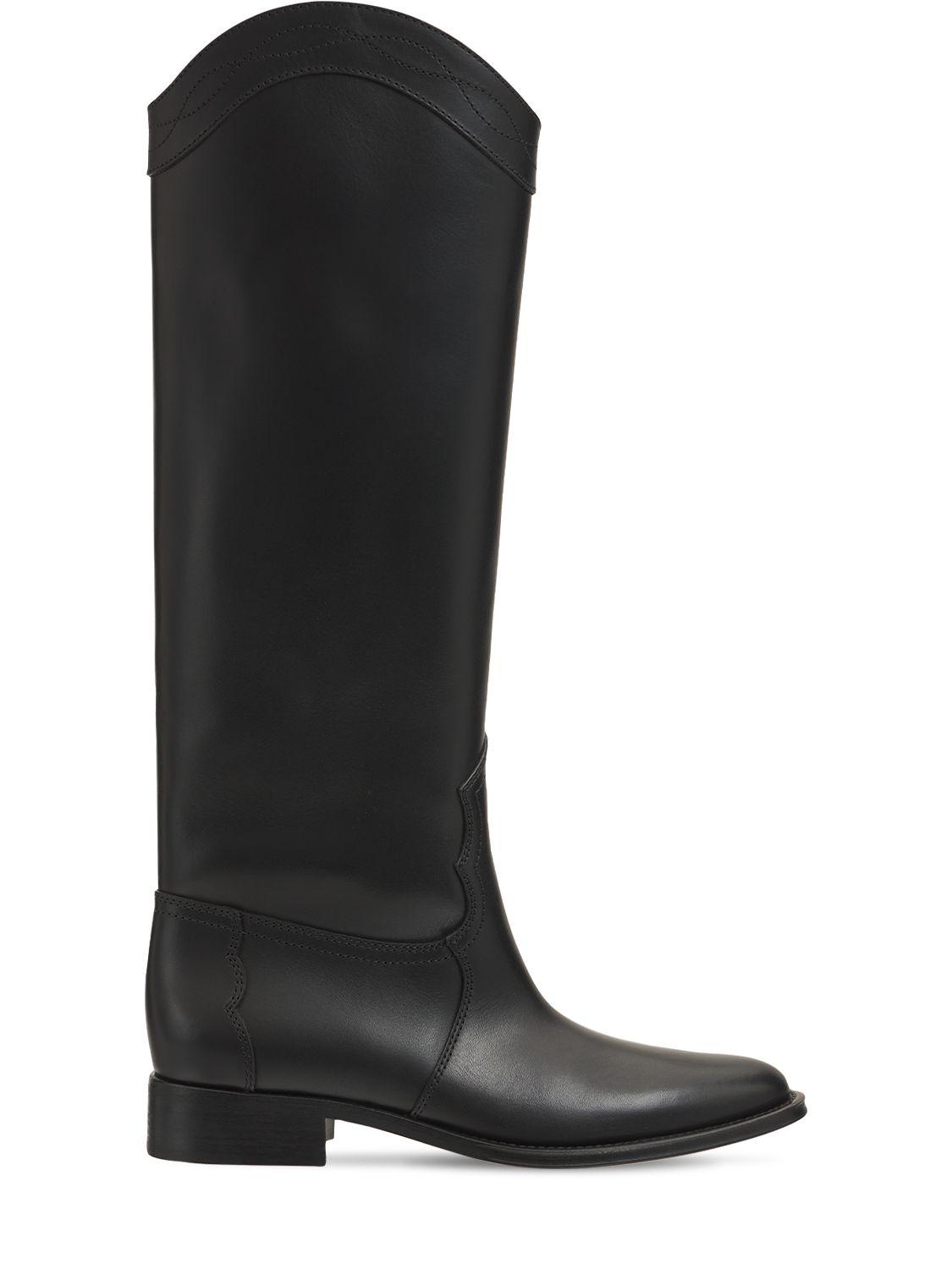 Bottes Hautes En Cuir Kate 30 Mm Saint Laurent en coloris Noir Lyst