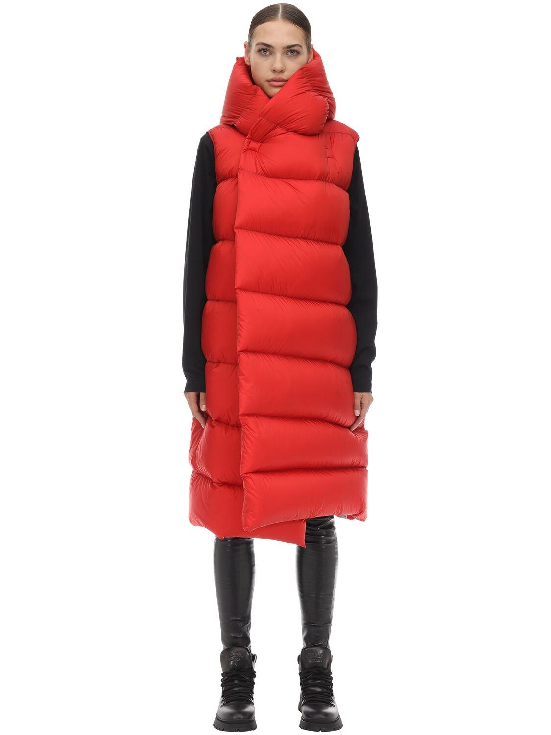 Rick Owens Long Down Vest in Red - Lyst