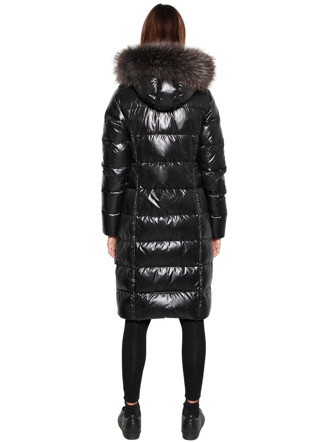 long shiny black coat