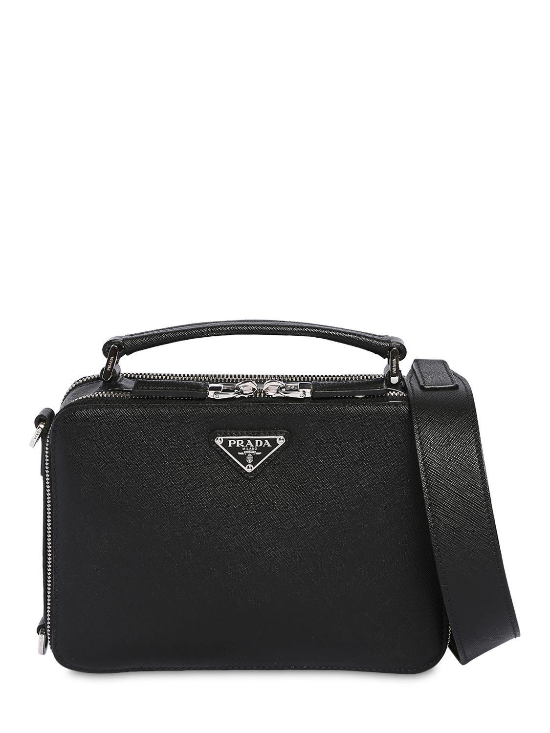 Prada Saffiano Leather Travel Bag in Black for Men | Lyst
