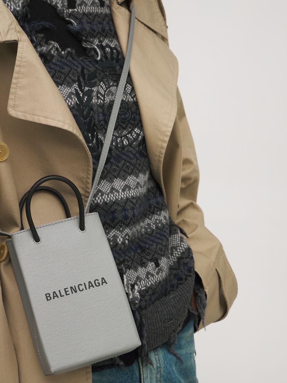 Balenciaga Shopping Phone Bag On Strap in Grey | Lyst Canada