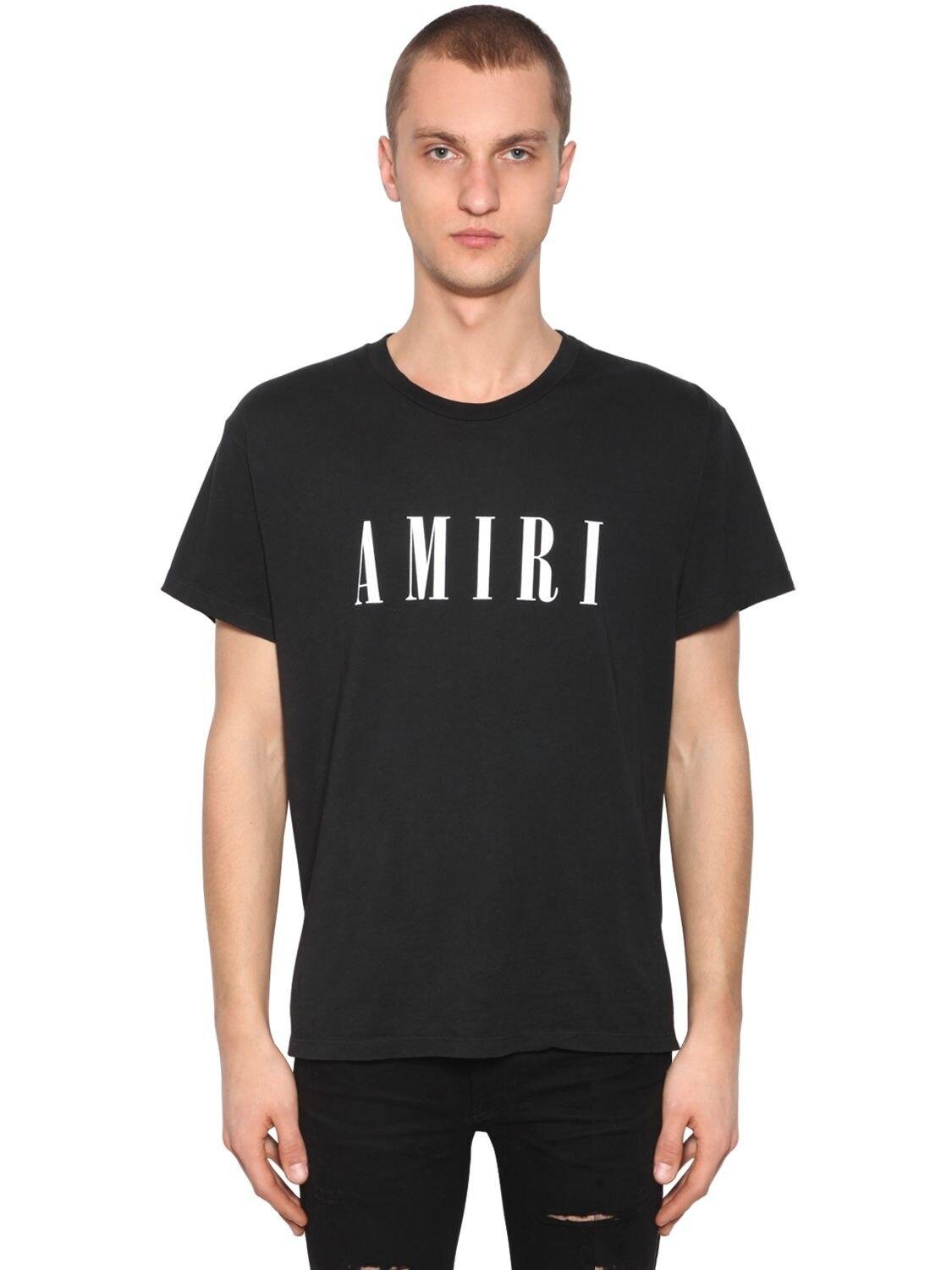 Amiri Black Logo-print Cotton T-shirt for Men - Lyst